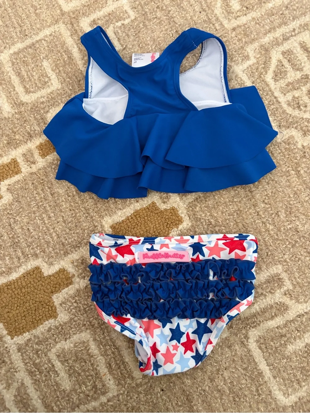 Ruffle Butts Royal Blue Ruffle Tankini with Red, White & Navy Star Briefs